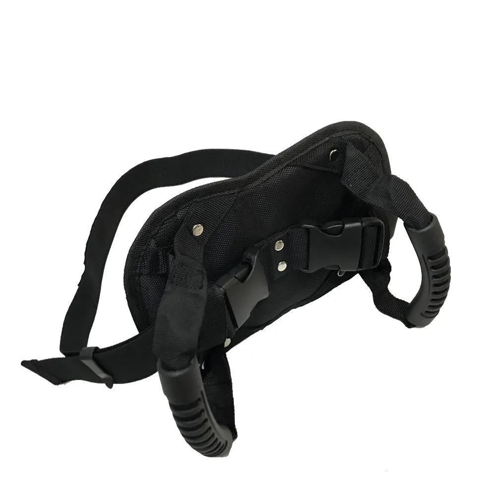 Black motorcycle back seat safety handle armrest with adjustable waistband and breathable mesh padding