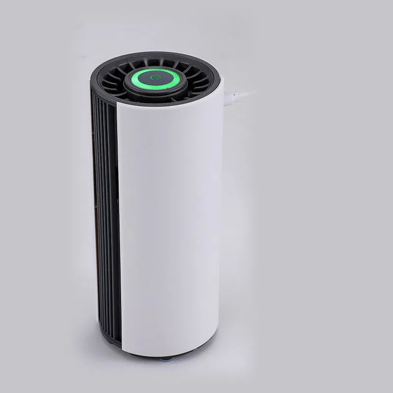 AB-8830 white matte ABS car air purifier with negative ion function placed in cup holder