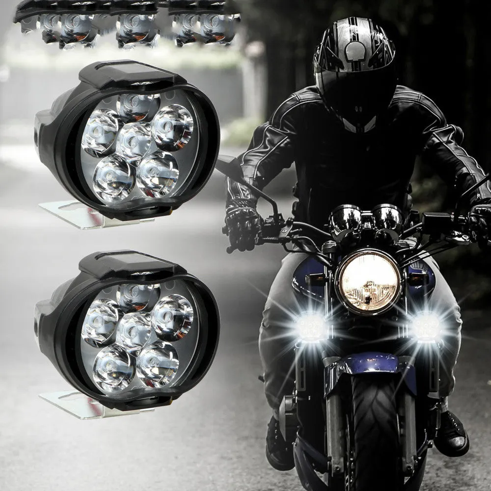 LED spotlights for electric vehicles, six lamp beads, 12V white light, black plastic housing