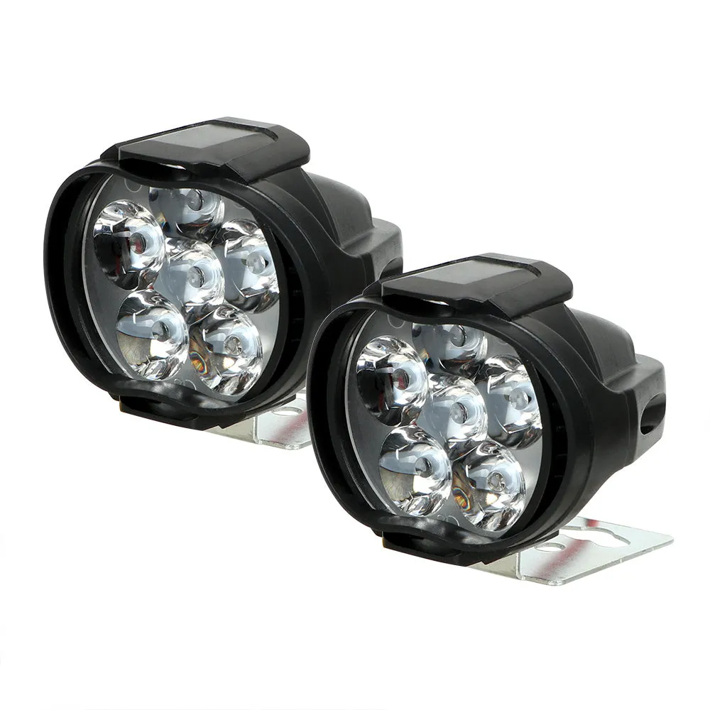 LED spotlights for electric vehicles, six lamp beads, 12V white light, black plastic housing