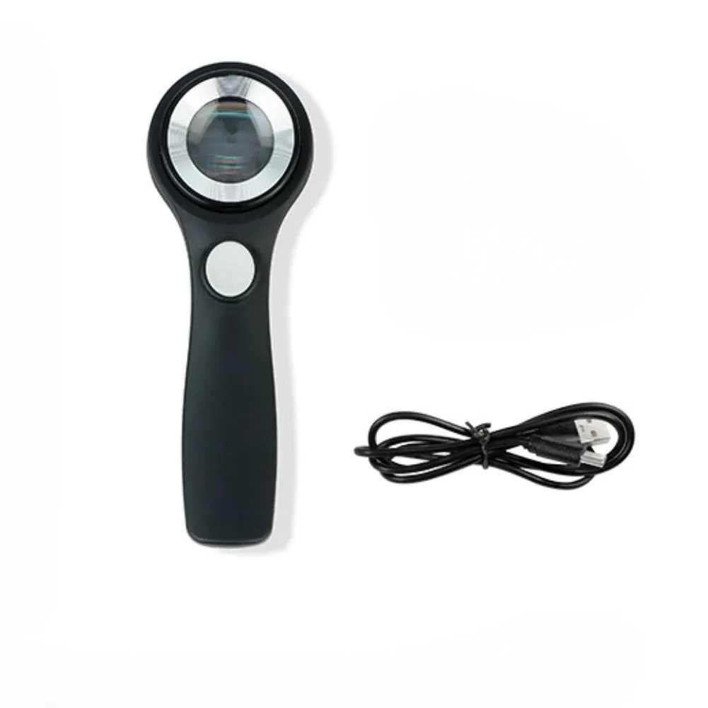 Black appraisal magnifying glass with 30x optical lens and LED light for jewellery inspection