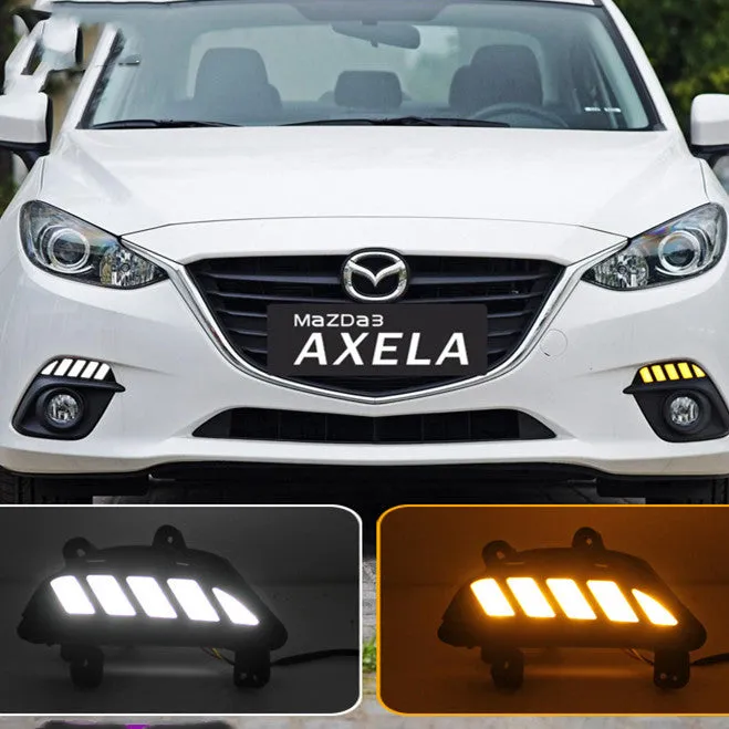 KUST LED daytime running light for 2014-2016 Mazda Enclave, driving white light with yellow turn signal streamer