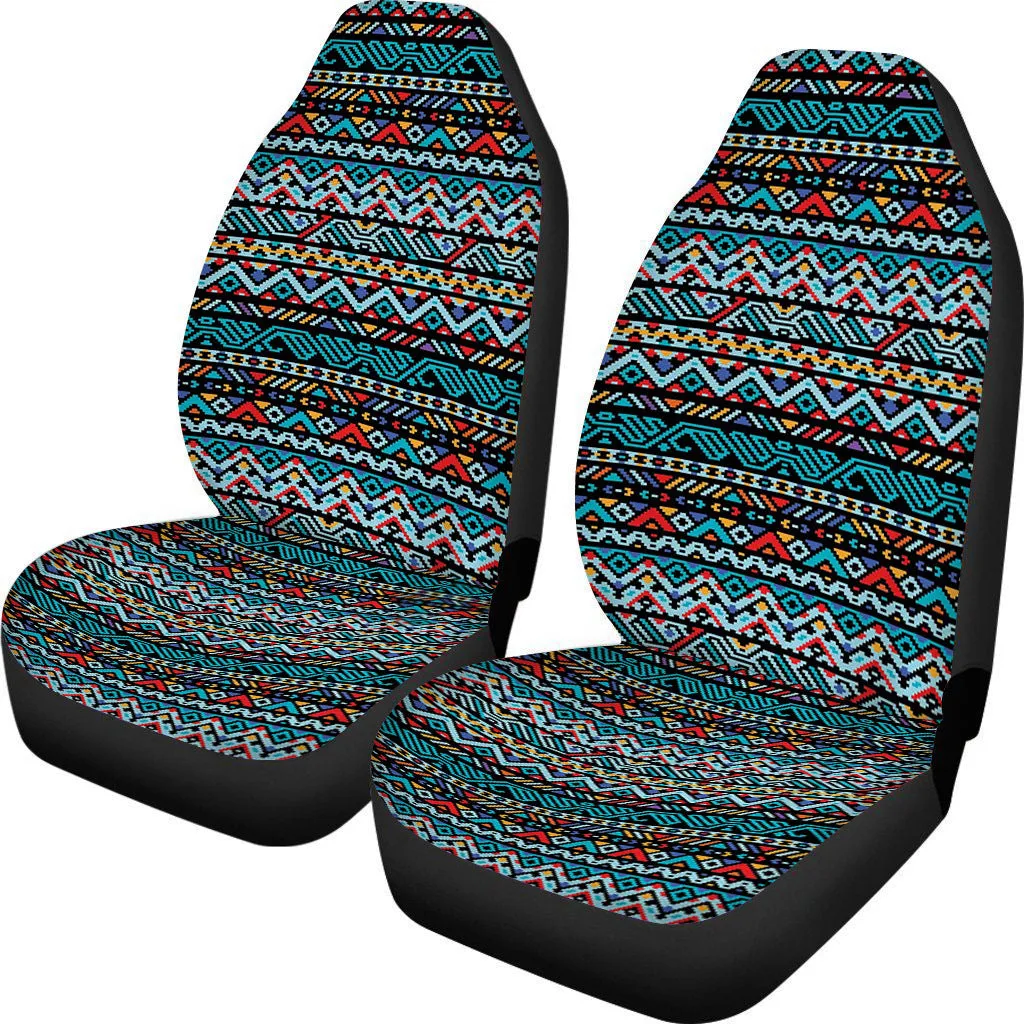 Universal fit cow spot leopard print retro style car seat cover set for front seats.