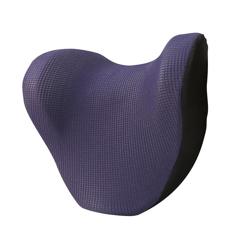 Car neck pillow with ice wire breathable cover and memory cotton filling, 28x29x15cm, black colour