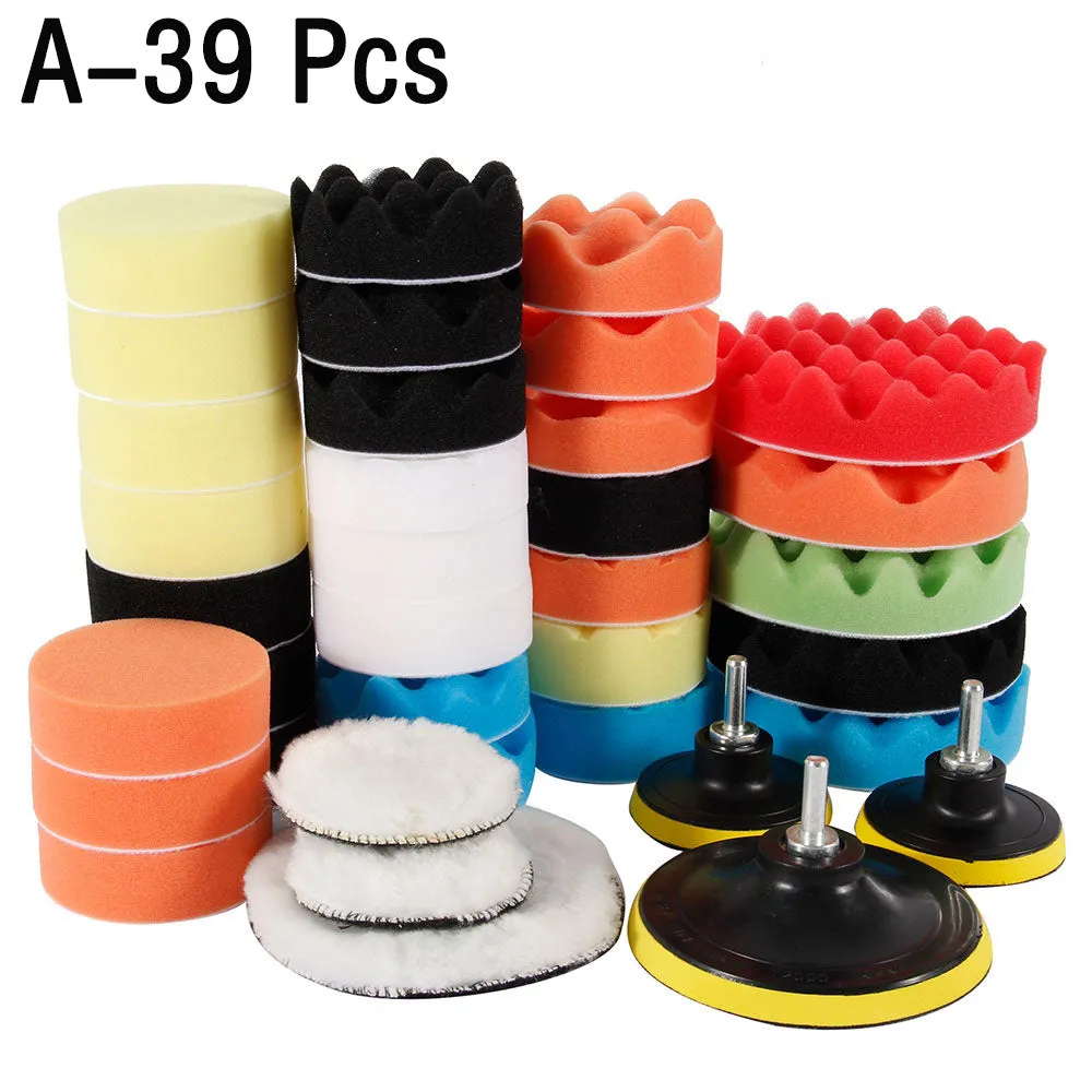 35-piece car polishing disc set with 80mm sponge pads and back fleece layer for 3-inch backing plate