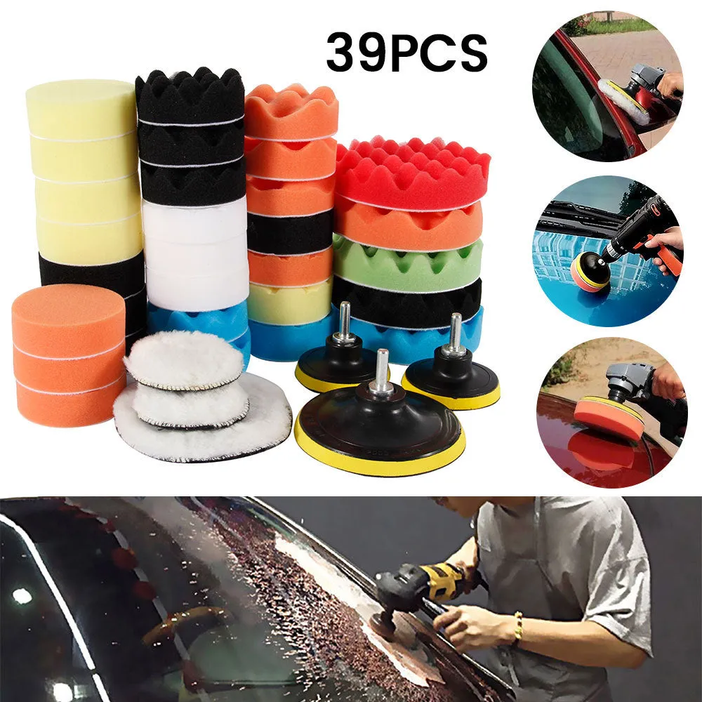 35-piece car polishing disc set with 80mm sponge pads and back fleece layer for 3-inch backing plate