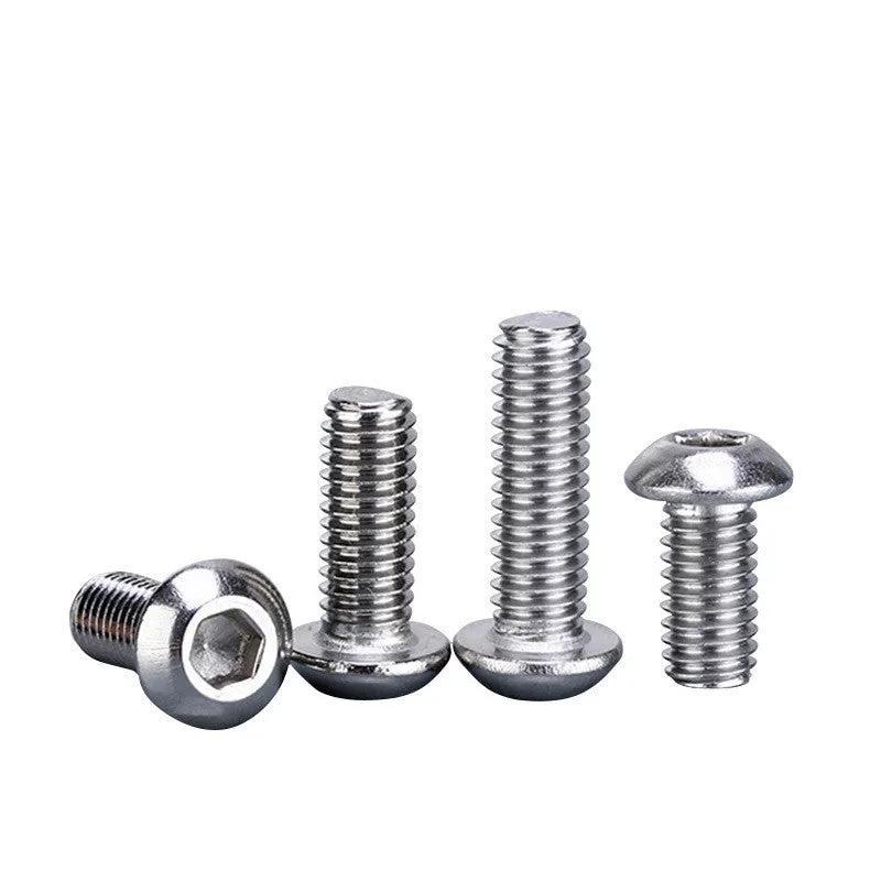 Stainless steel A2-70 pan head hexagon socket combination screw with matching nut in M4 thread size