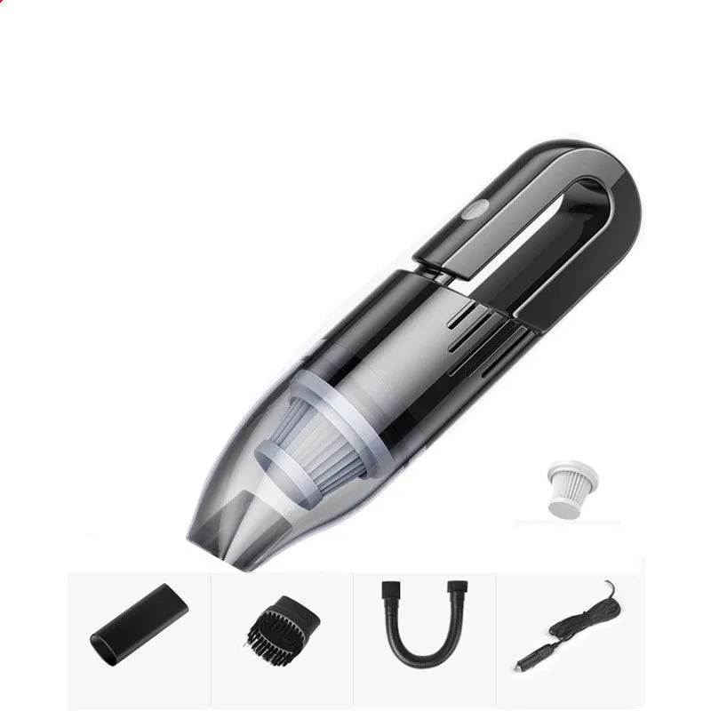 Mini wireless car vacuum cleaner with black ABS body and nozzle, 6000Pa suction, 29cm² size