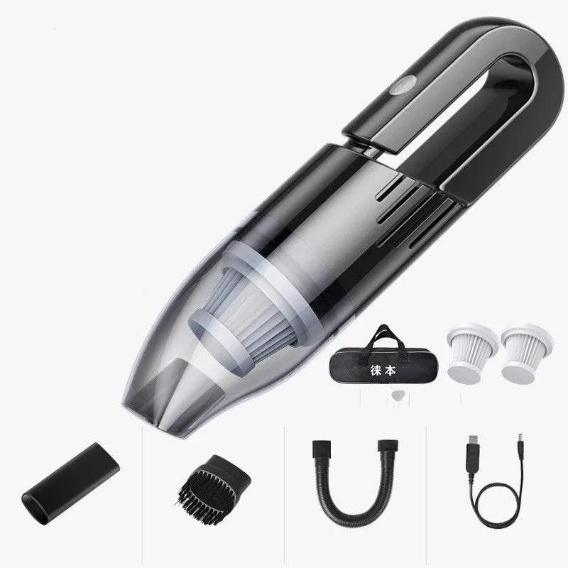 Mini wireless car vacuum cleaner with black ABS body and nozzle, 6000Pa suction, 29cm² size