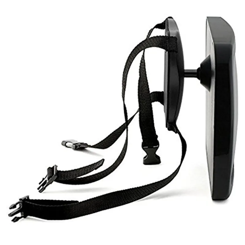 Car mounted baby observation mirror - black curved convex acrylic mirror, 29.8 x 18.7cm, rear-facing infant viewing