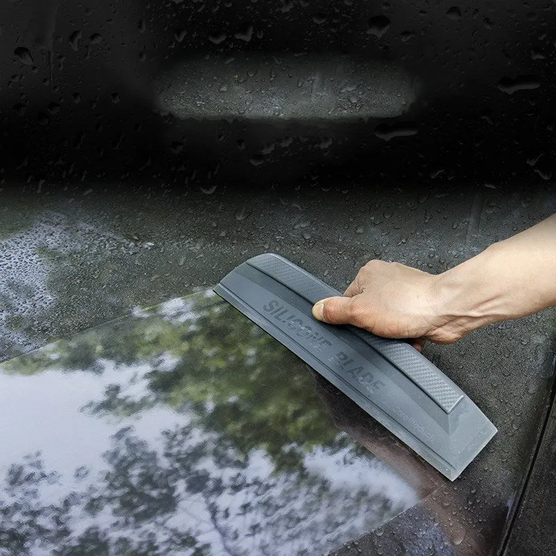 One-piece black silicone car wash wiper with flexible handle, model DM-094, 33.5 cm long