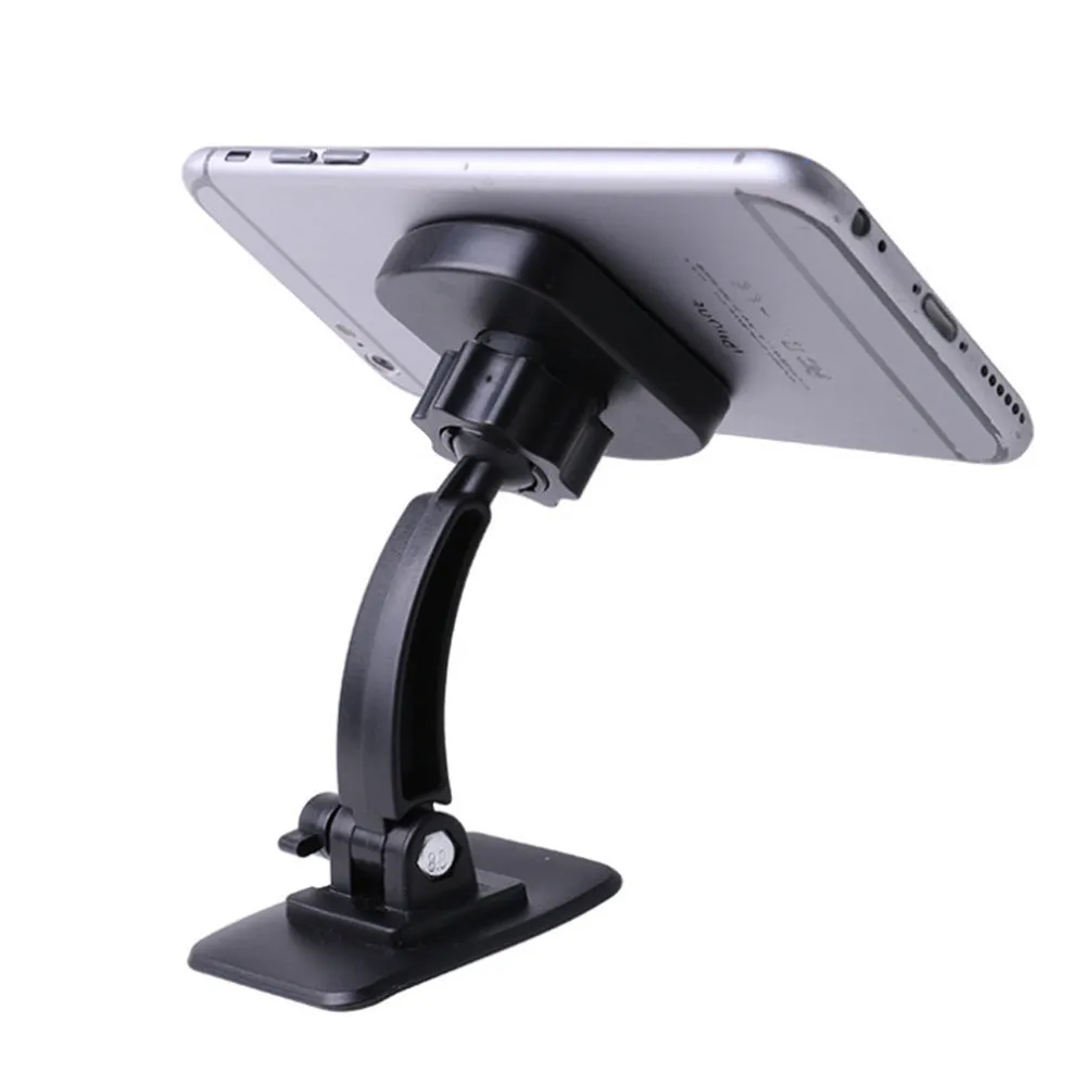 Car sticky magnet holder for mobile phone in black ABS plastic with magnetic pad
