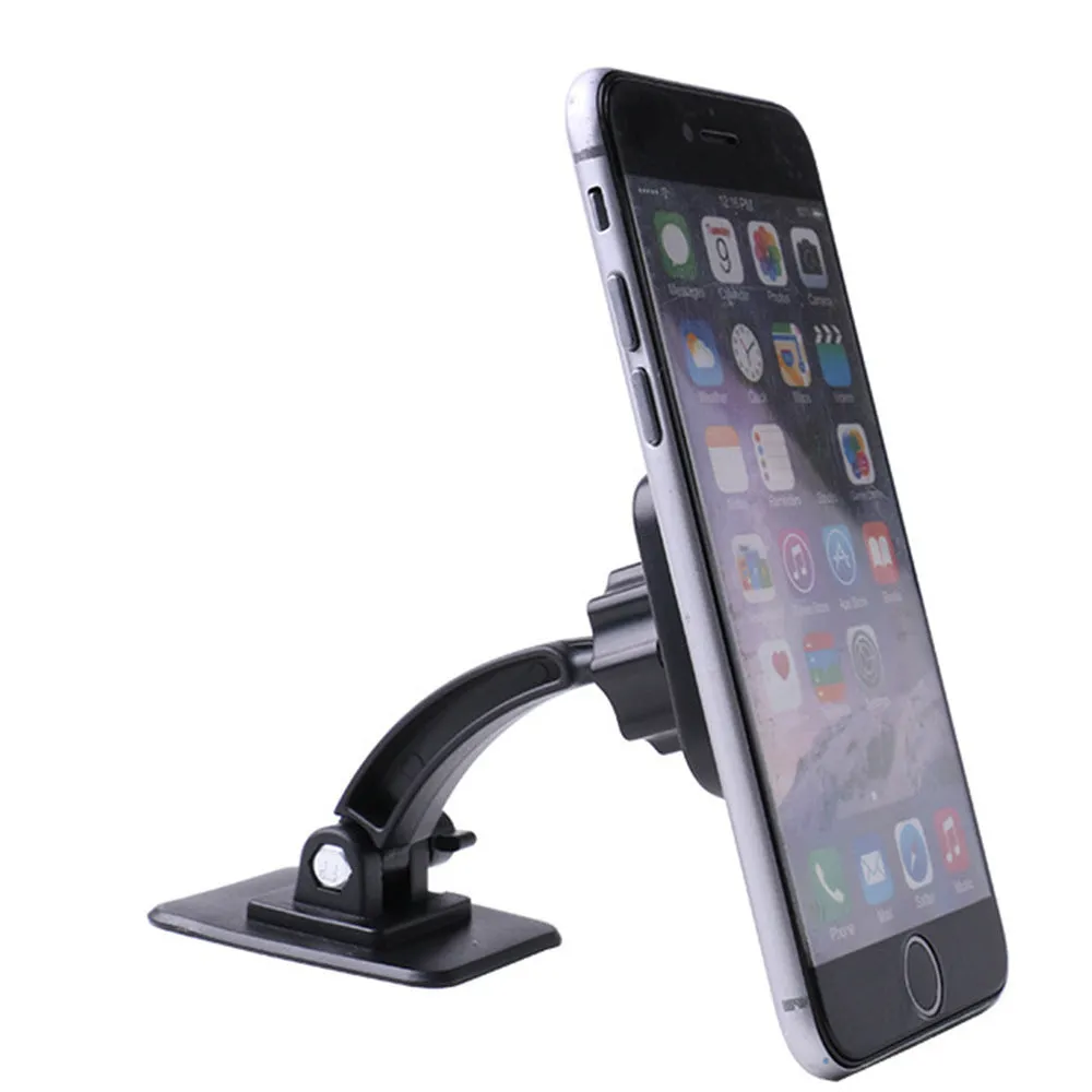 Car sticky magnet holder for mobile phone in black ABS plastic with magnetic pad