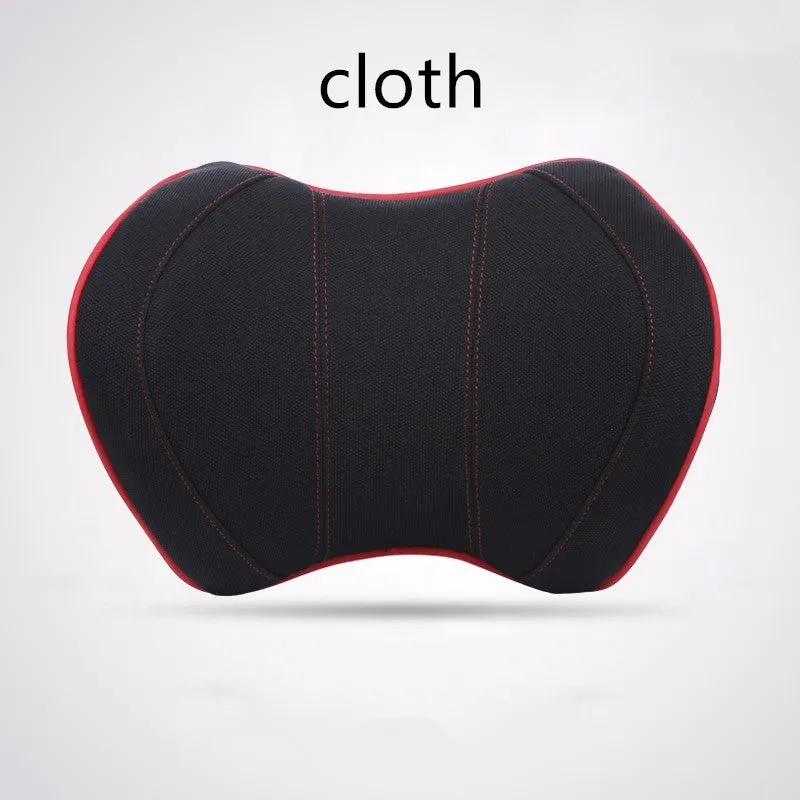 Car headrest with memory foam padding in black fabric cover for driving comfort