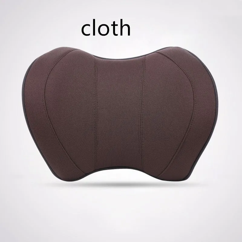 Car headrest with memory foam padding in black fabric cover for driving comfort