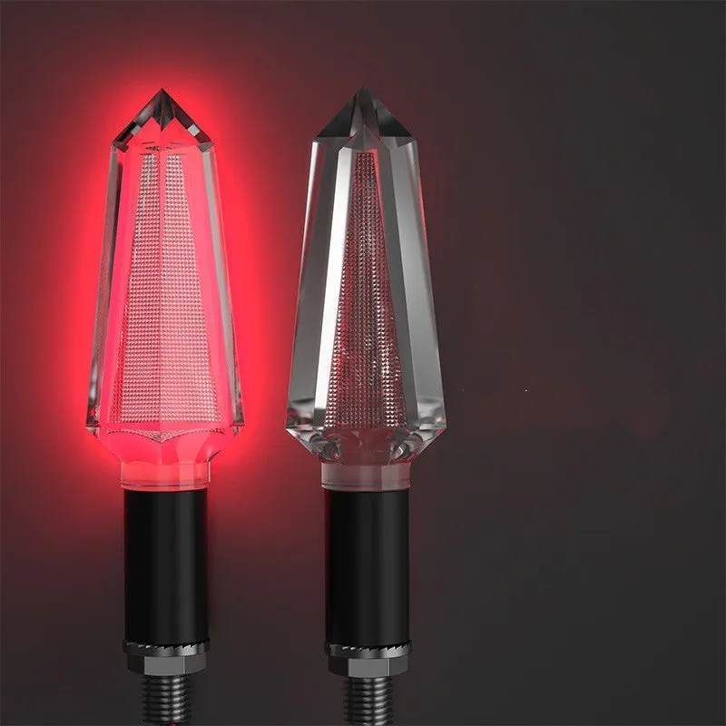 General warning light for electric vehicles LED turn signal transparent PC housing crystal pointed style red yellow blue