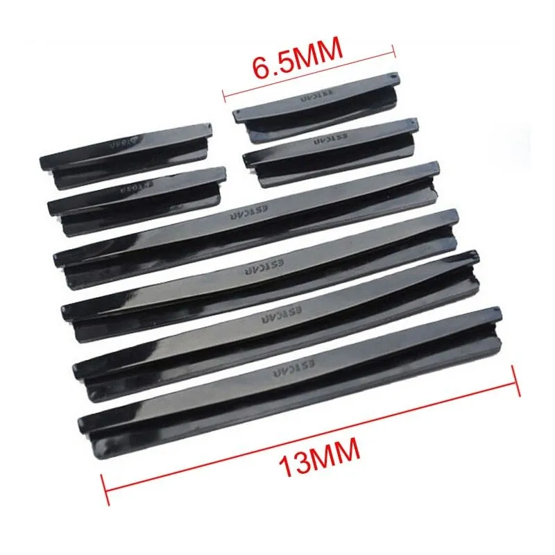 8-piece car door edge guard set in black and transparent trim on a vehicle door