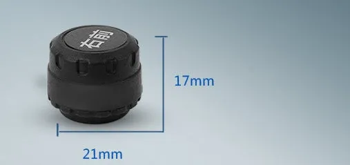 Bluetooth wireless tyre pressure monitoring system with external sensor and smartphone app display showing pressure and temperature