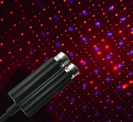 Starry sky projector lamp for car dashboard, ABS, USB, laser light, red purple colour