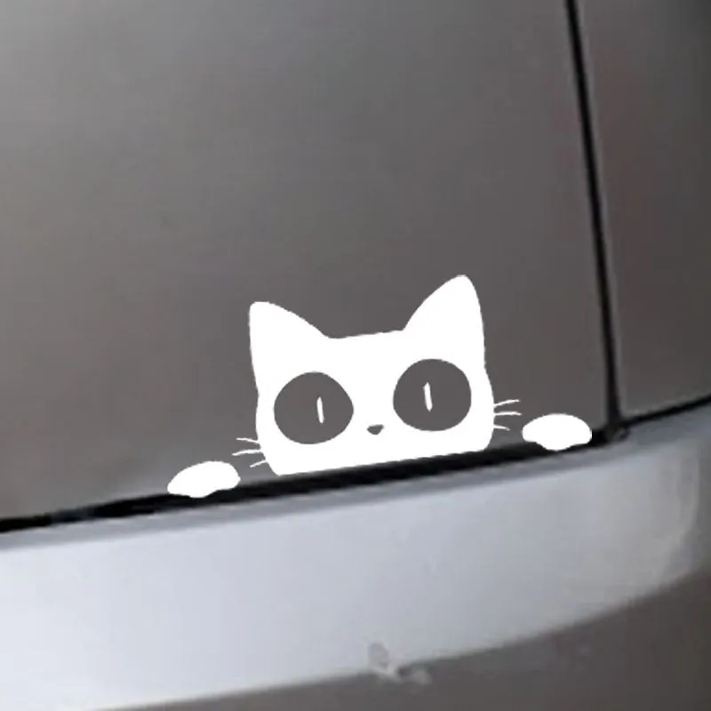 Foreign trade car sticker voyeur cat design in PET material, 13 x 5.7 cm, black colour option