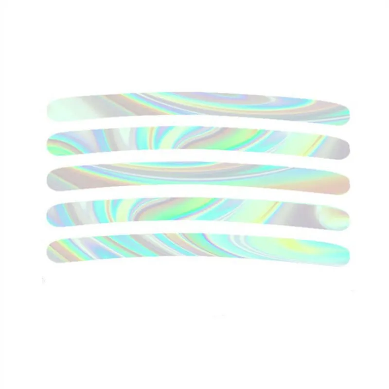 20-piece set of 7-color laser reflective wheel stickers on a car wheel, each 90x7mm