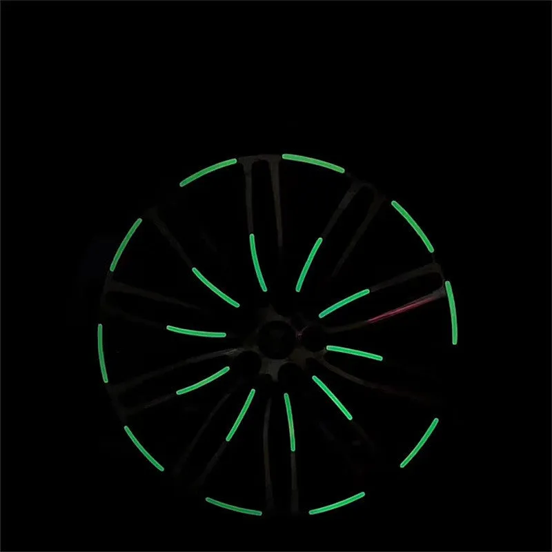 20-piece set of 7-color laser reflective wheel stickers on a car wheel, each 90x7mm