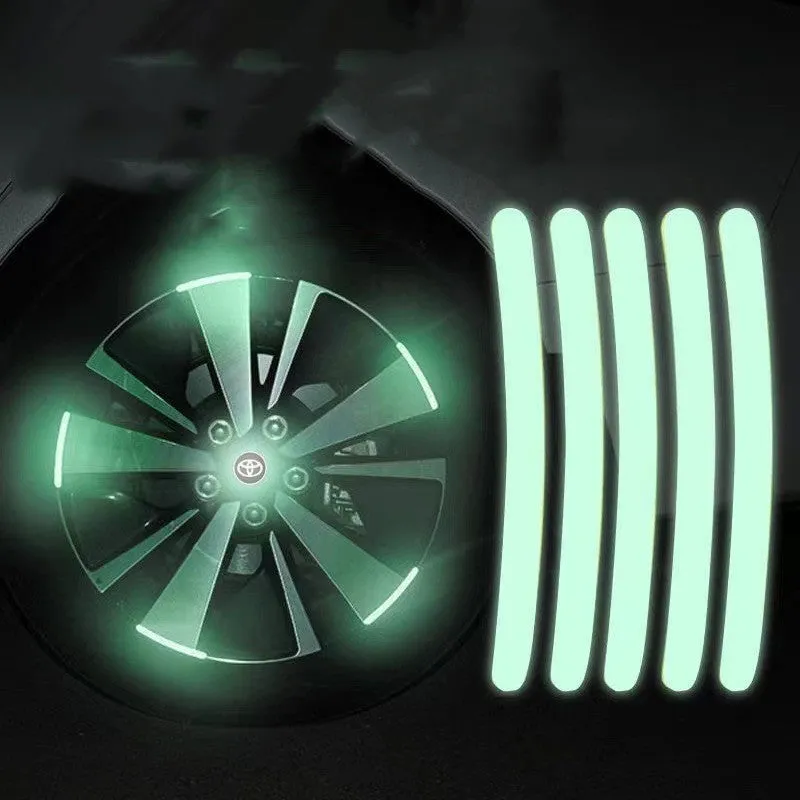 20-piece set of 7-color laser reflective wheel stickers on a car wheel, each 90x7mm