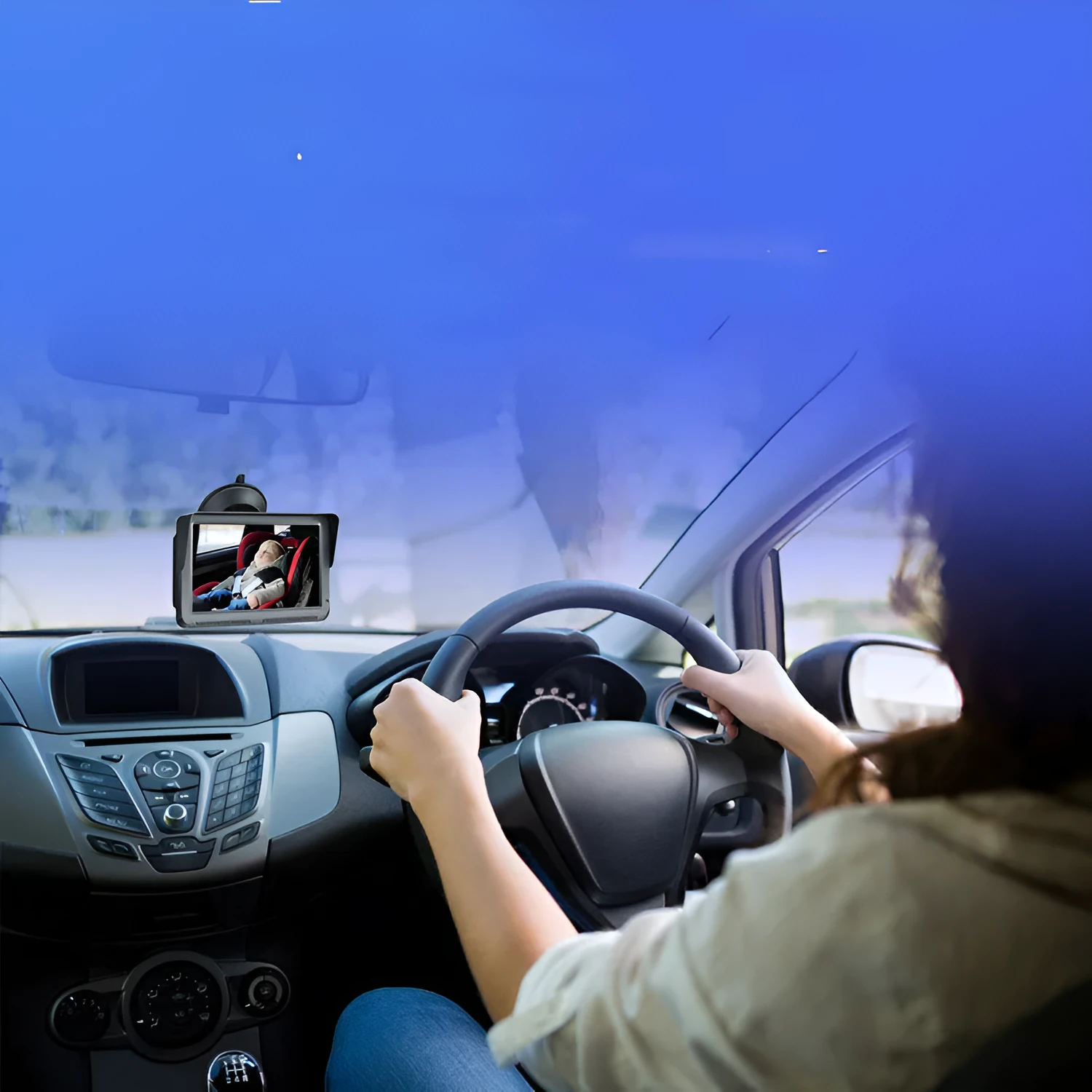 5-inch AHD car monitor with infrared night vision camera for baby monitoring, 1080P, 110-degree viewing angle
