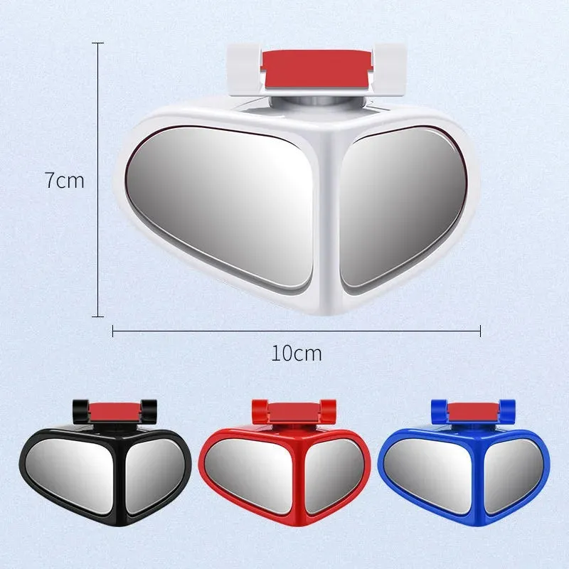 Adjustable round car blind spot mirror with ABS plastic shell shown in silver colour