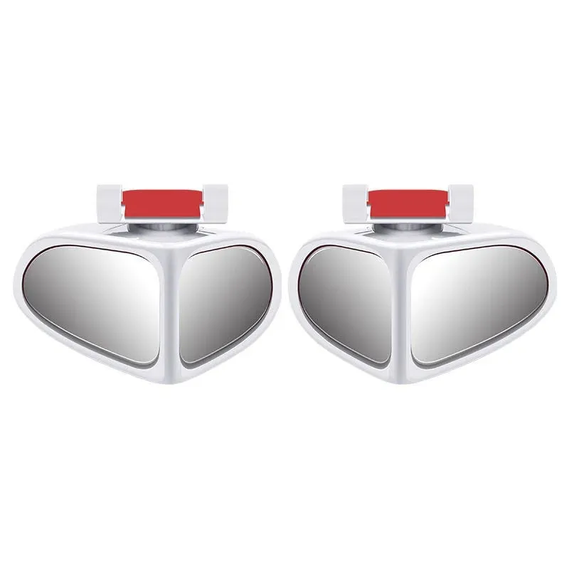 Adjustable round car blind spot mirror with ABS plastic shell shown in silver colour