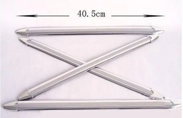 Set of 4 silver electroplated car anti-collision bumper protector strips 41cm long