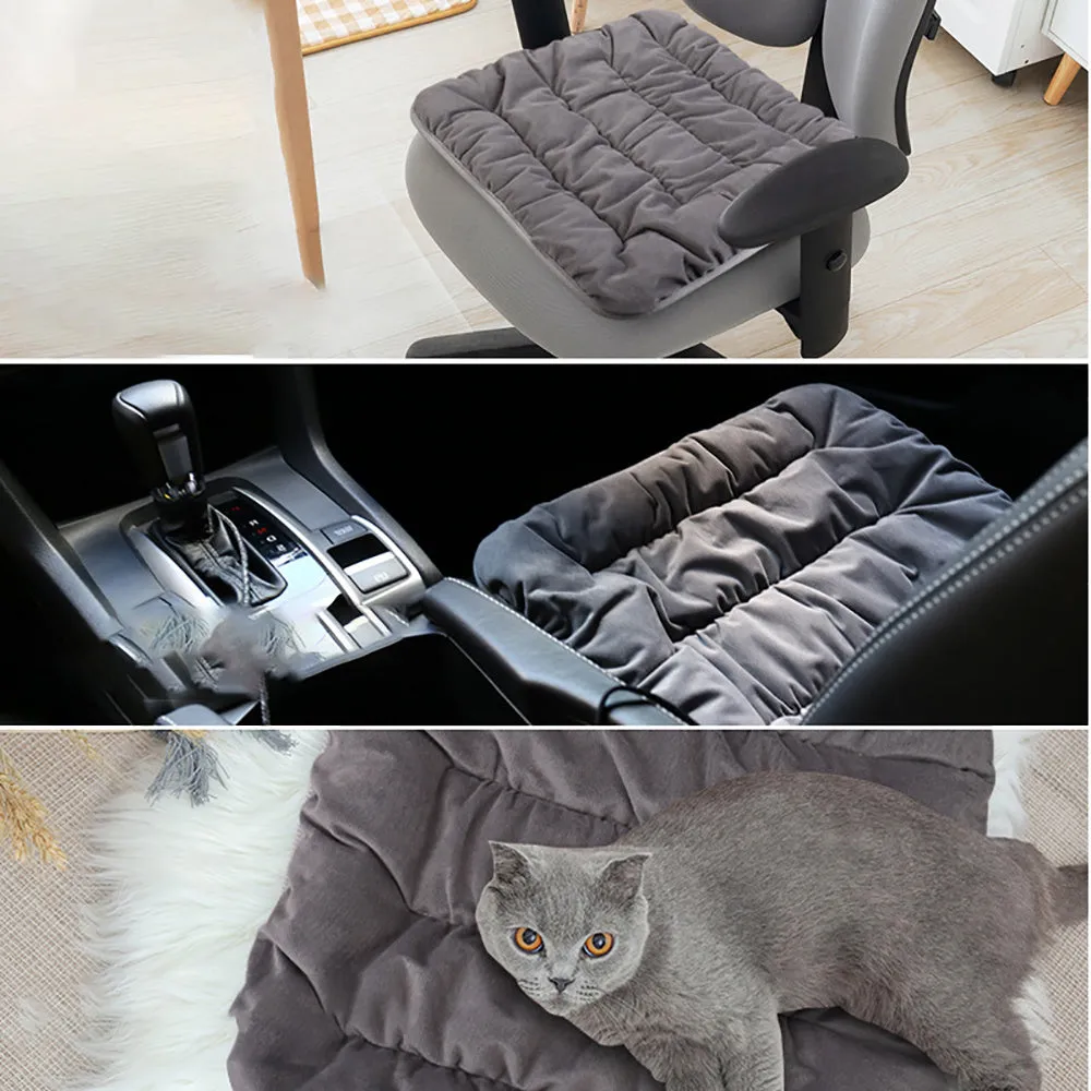 USB electric heating pad cushion 45cm in beige Dutch velvet on office chair