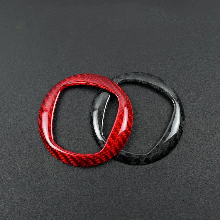 Carbon fibre steering wheel decorative sticker frame in black and red colour options
