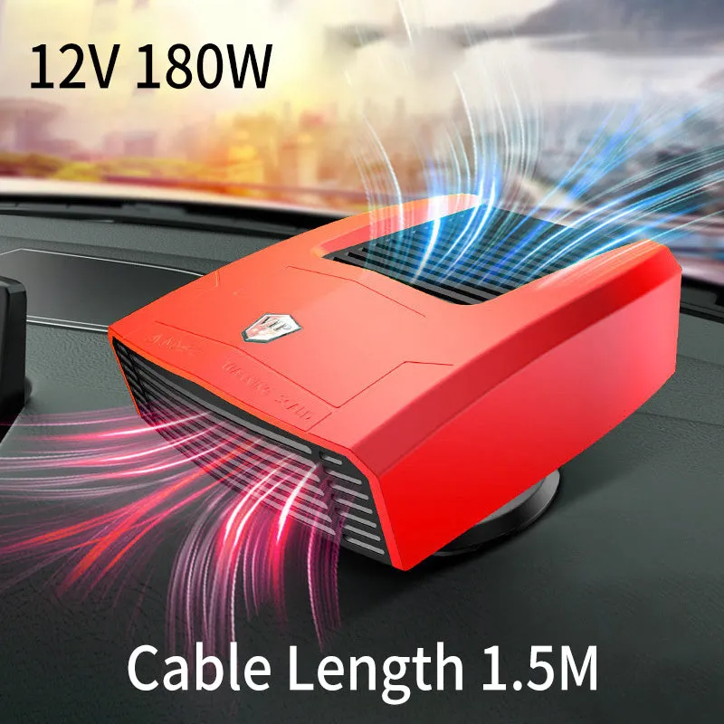 Winter car electric heater with ABS body in 12V 24V options for glass defogging, shown in four colours