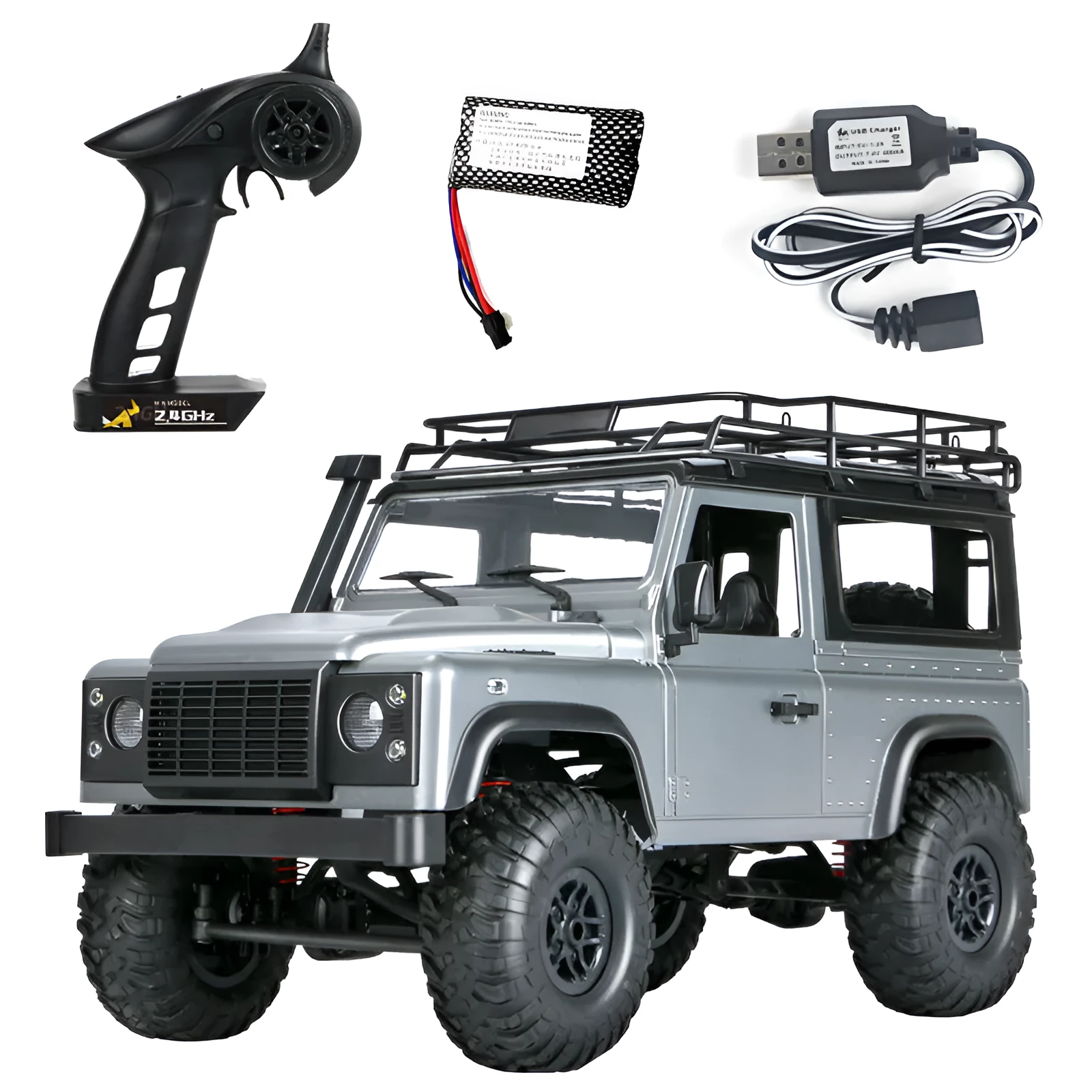 Mangniu MN99s full-scale four-wheel drive climbing RC car with turn signals in plastic construction, colour box packaging