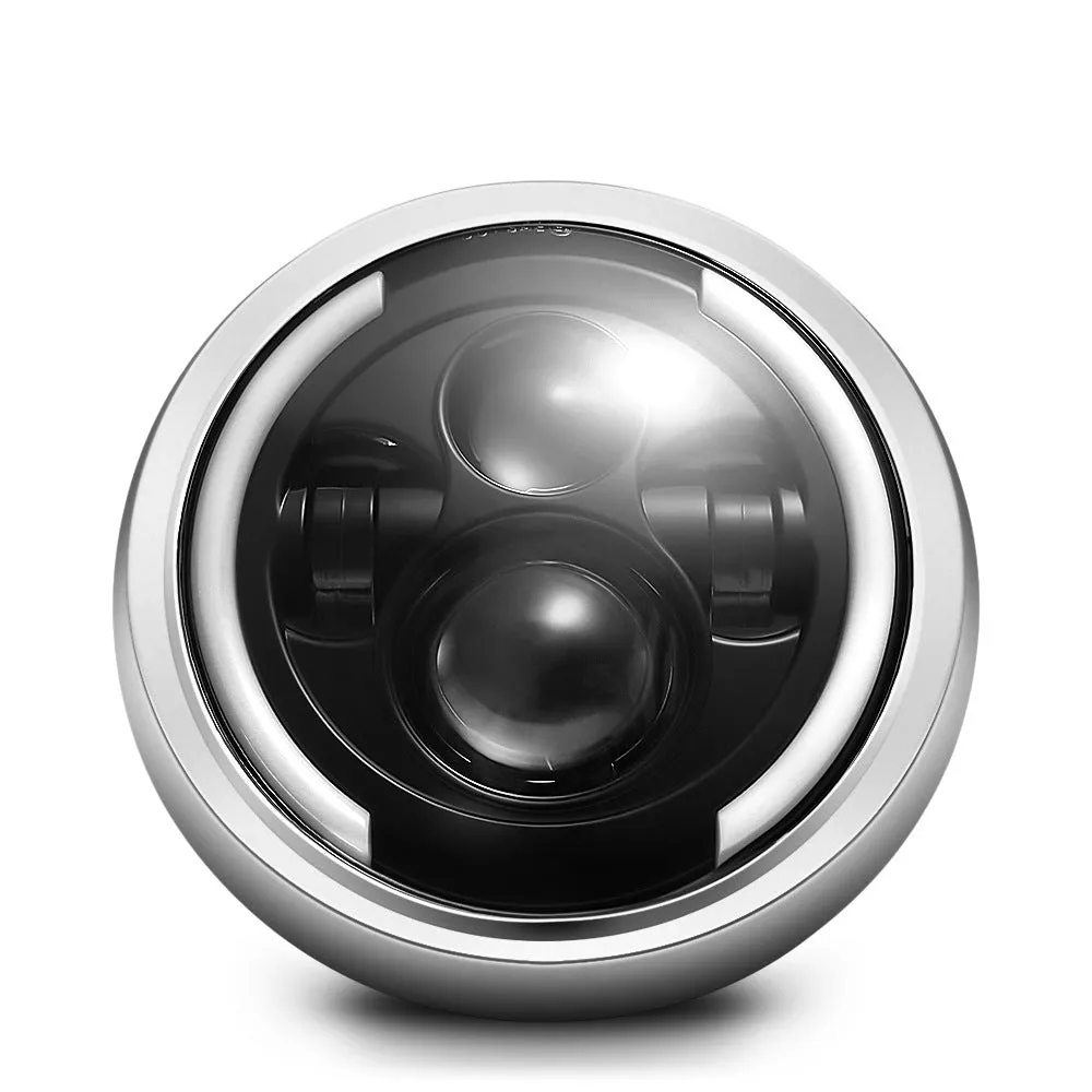 Fisheye motorcycle LED headlight 7.5 inch black ABS+aluminium IP67 waterproof