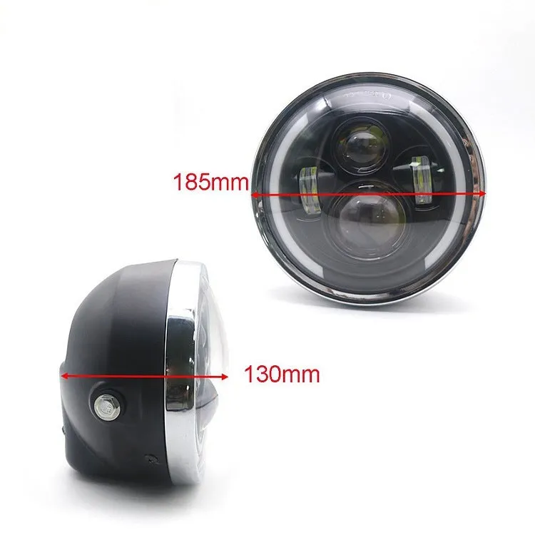 Fisheye motorcycle LED headlight 7.5 inch black ABS+aluminium IP67 waterproof