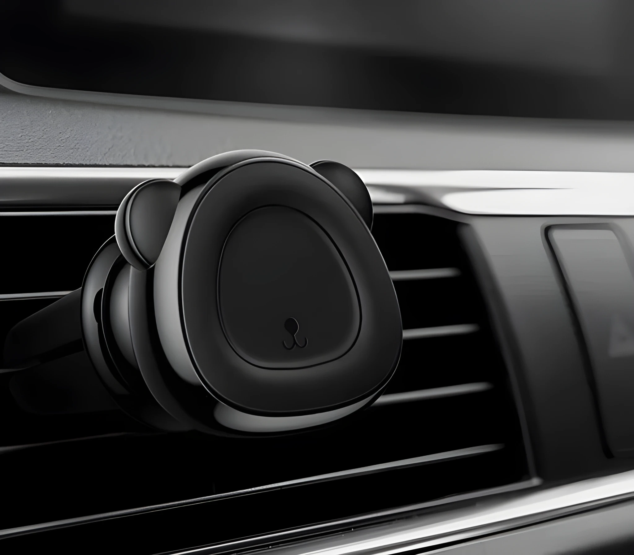 Baby Bear Magnetic Car Phone Holder in black with a phone attached on a car dashboard