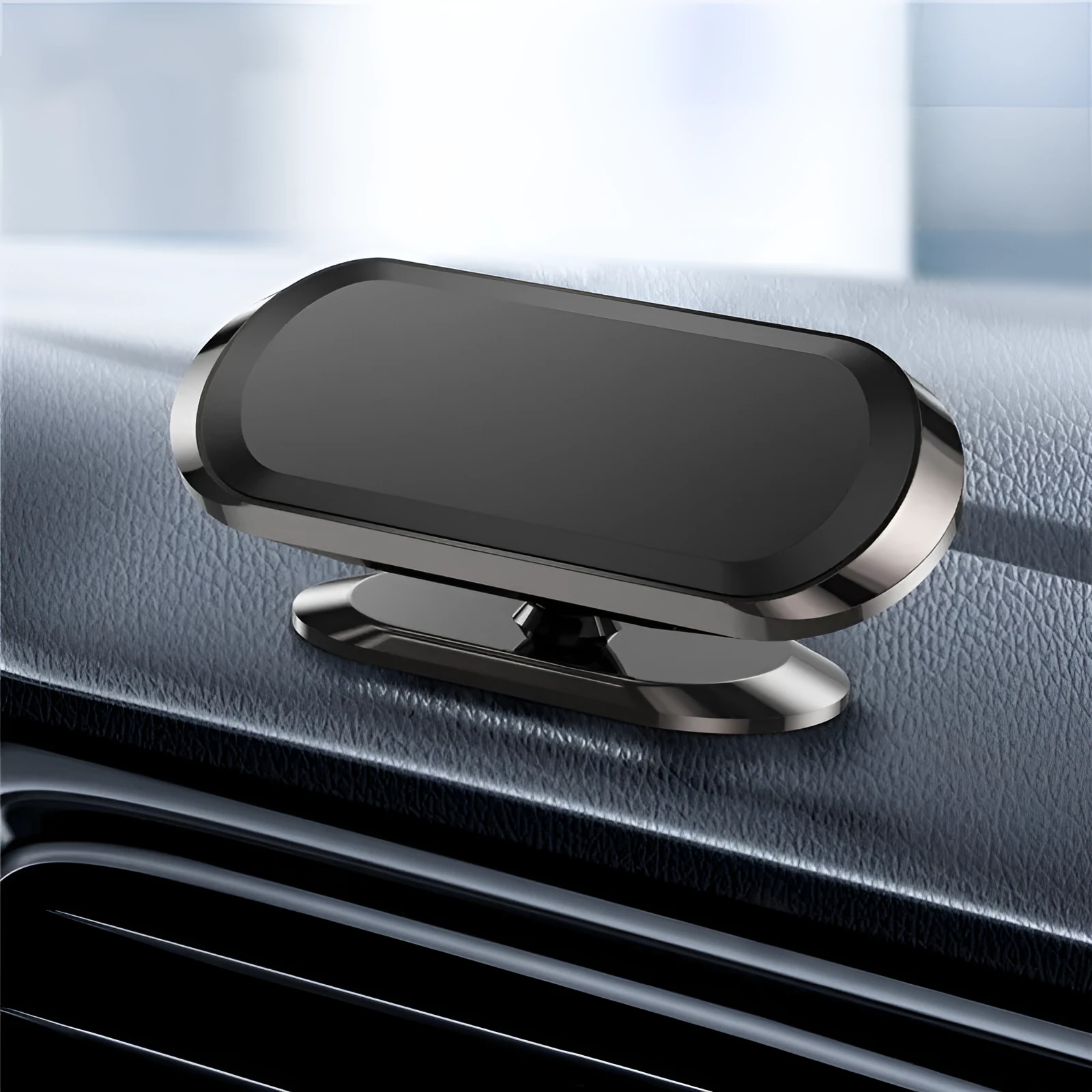 Black magnetic car bracket with 8 magnets and rotating head for dashboard phone mounting