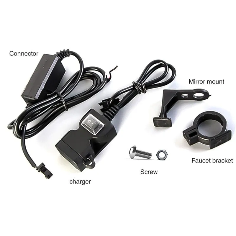 Dual USB port 12V waterproof motorcycle handlebar charger with ABD material housing