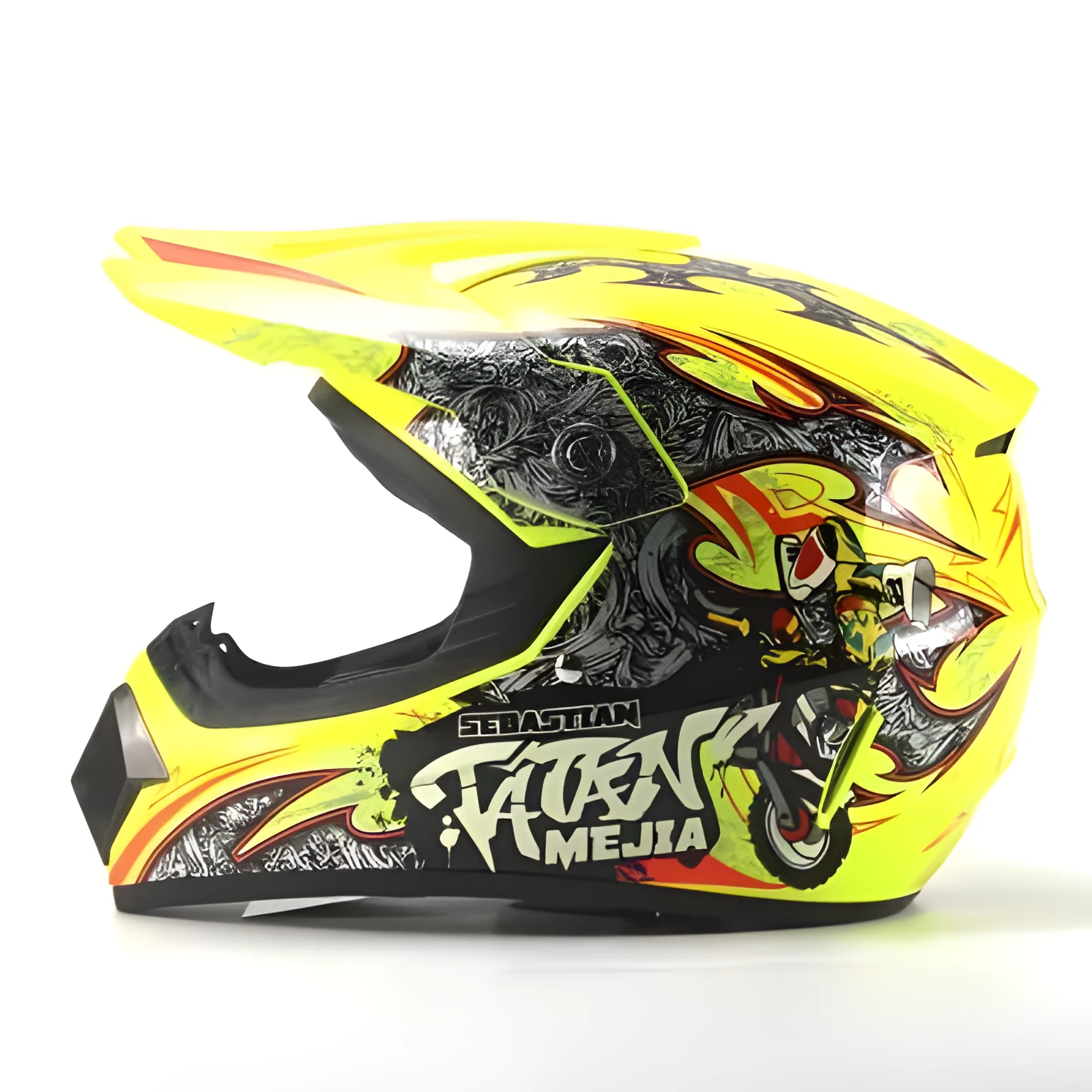 Dual-use motorcycle and mountain bike helmet with hard ABS shell in black colour