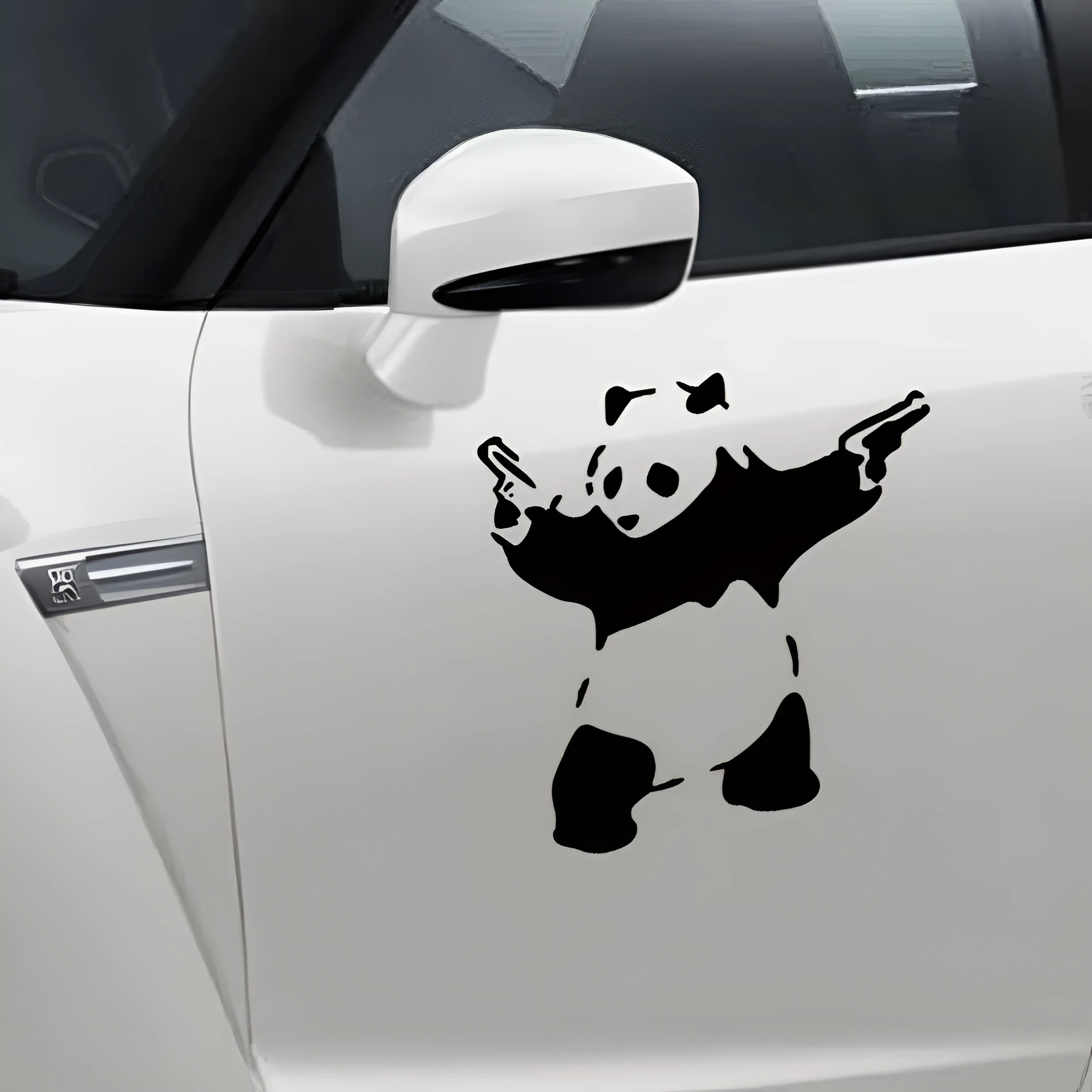 Black reflective panda outdoor sports car sticker 10x10cm PET material