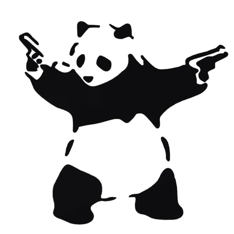 Black reflective panda outdoor sports car sticker 10x10cm PET material