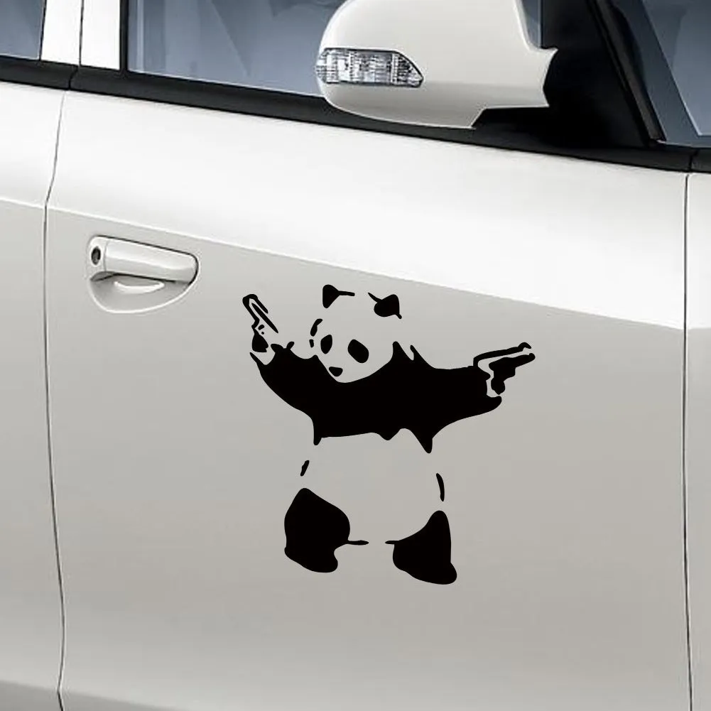 Black reflective panda outdoor sports car sticker 10x10cm PET material