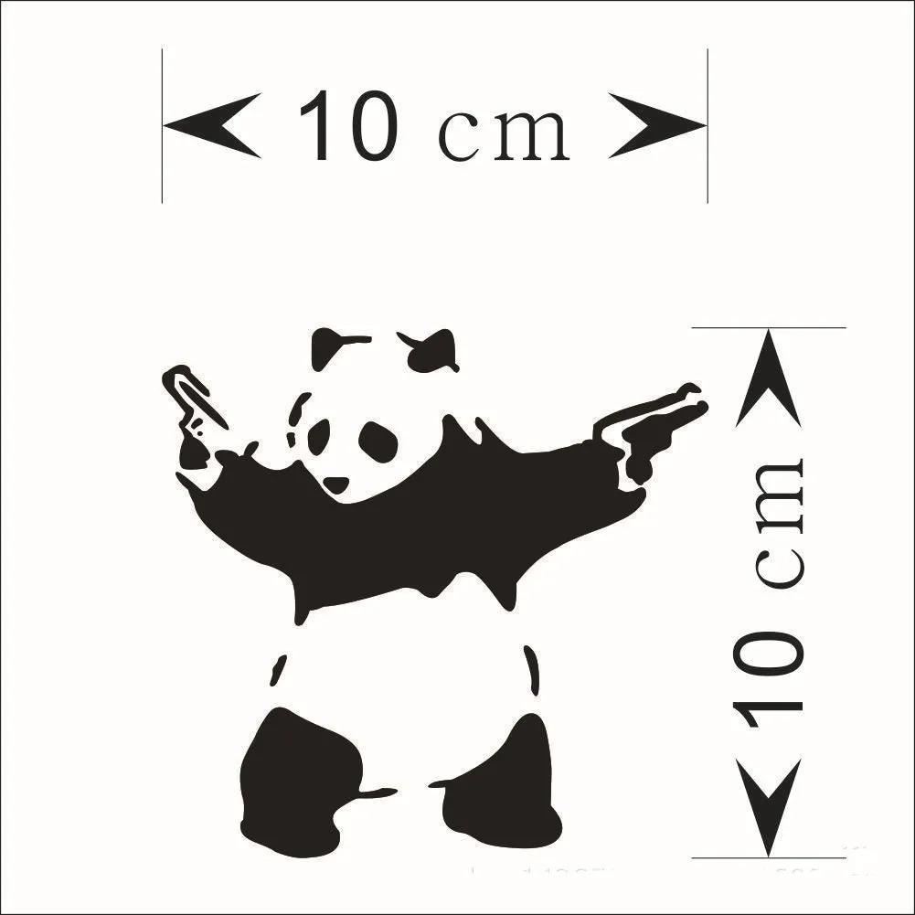 Black reflective panda outdoor sports car sticker 10x10cm PET material