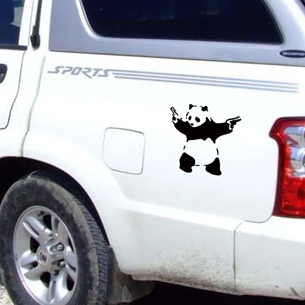 Black reflective panda outdoor sports car sticker 10x10cm PET material