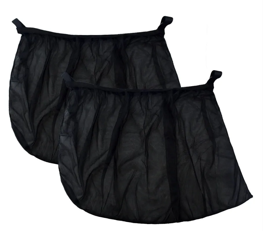 Black polyester mesh car sunshade side curtain placed on rear window, size L 75x45cm