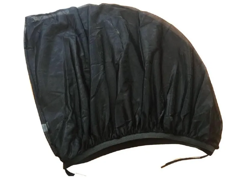 Black polyester mesh car sunshade side curtain placed on rear window, size L 75x45cm