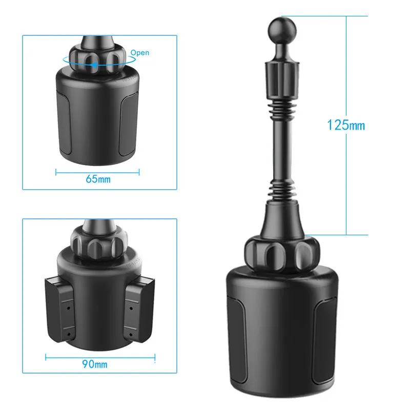 Black car cup holder mobile phone holder with ABS and aluminium construction