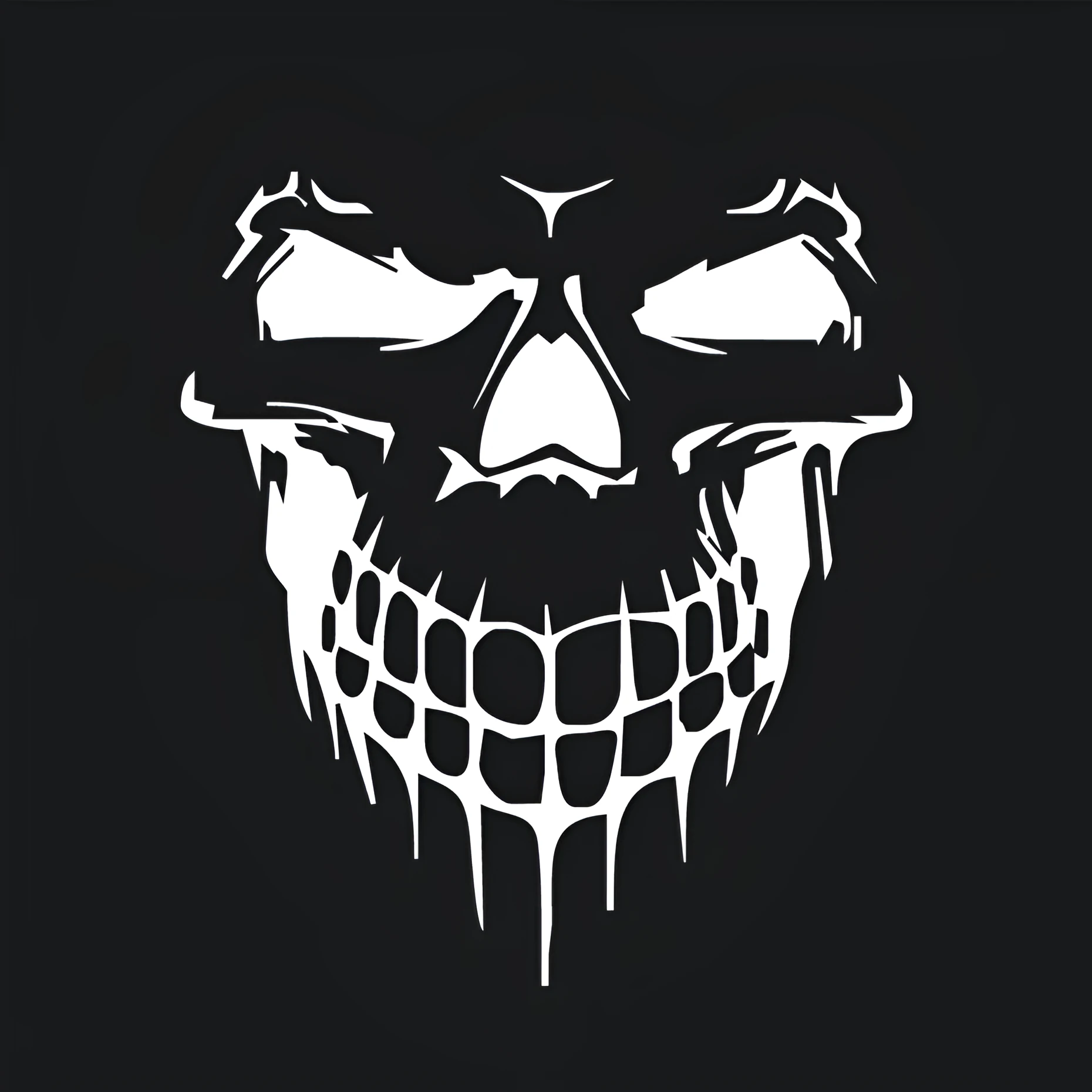 Skull head reflective car sticker on hood, 40x35cm PET decal in black